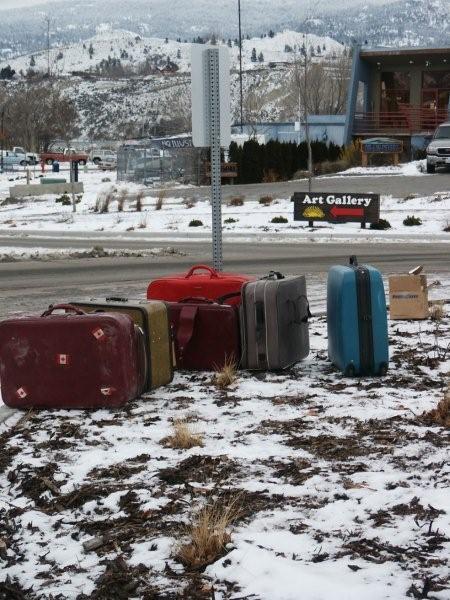 The suitcases that will surround Frank The Baggage Handler in the roundabout.